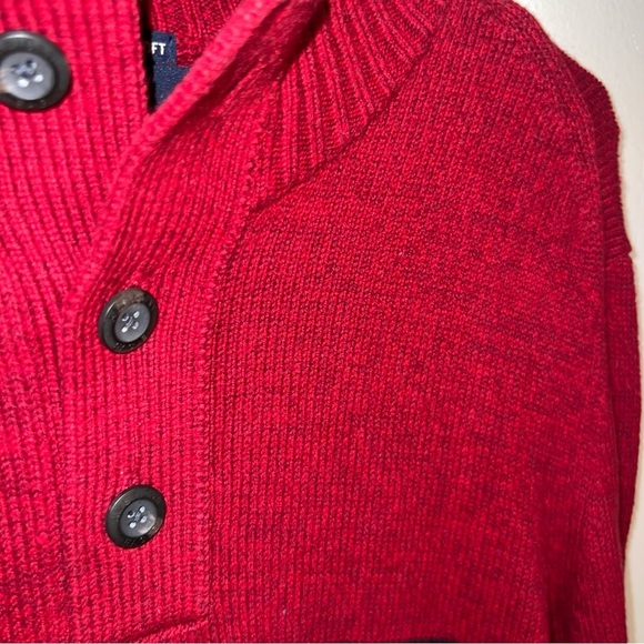 American Eagle Seriously Soft Red Black Gray Colorblock Sweater Men Size Large - Picture 3 of 9